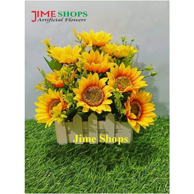 Picture of Artificial Flower & plant in wooden table vases, Jime shops flower collections (Green)