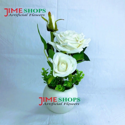 Picture of Artificial 3 Rose Flower & Plant 8 Inc Plastic Pot For Any Kind Of Decoration, Jime shops flowers & Plants (TRT 4)