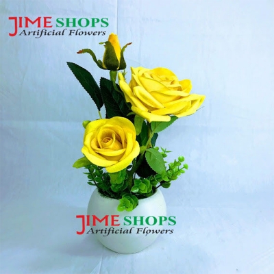 Picture of Artificial 3 Rose Flower & Plant 8 Inc Plastic Pot For Any Kind Of Decoration, Jime shops flowers & Plants (TRT 3)