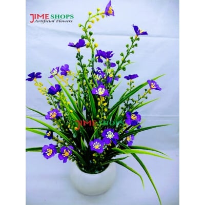 Picture of Artificial Wildflower & Plant 38Cm In Plastic Pot For Decoration - Home Decoration Item (Plastic Tob Violet)