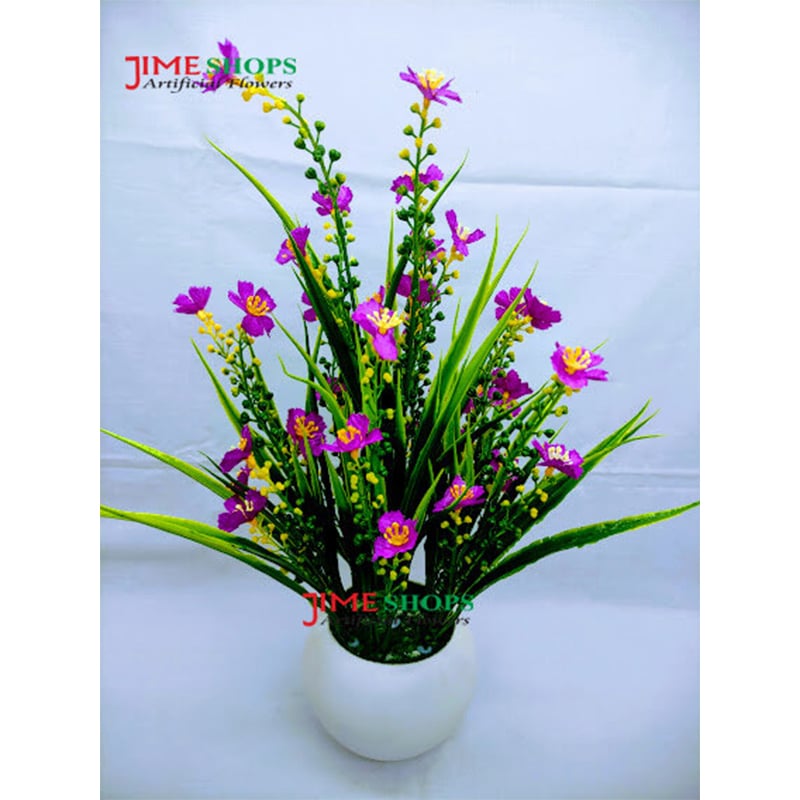 Picture of Artificial Wildflower & Plant 38Cm In Plastic Pot For Decoration - Home Decoration Item (Plastic Tob Purple)