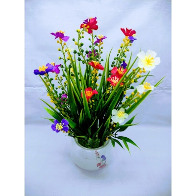 Picture of Artificial Wildflower & Plant 38Cm In Plastic Pot For Decoration - Home Decoration Item (ceramic tob 2)