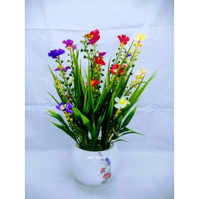 Picture of Artificial Wildflower & Plant 38Cm In Plastic Pot For Decoration - Home Decoration Item (ceramic tob 2)
