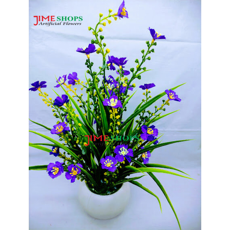 Picture of Artificial WildFlower & plant 30cm in Ceramics or Bambo pot for Decoration - Home Decoration Item - Home Decoration Item - artificial flower (Plastic Tob Violet)