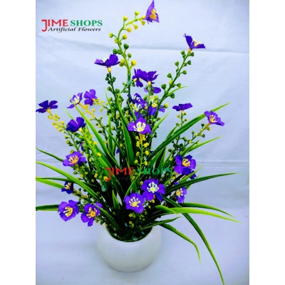 Picture of Artificial WildFlower & plant 30cm in Ceramics or Bambo pot for Decoration - Home Decoration Item - Home Decoration Item - artificial flower (Plastic Tob Violet)