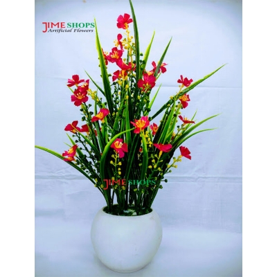 Picture of Artificial WildFlower & plant 30cm in Ceramics or Bambo pot for Decoration - Home Decoration Item - Home Decoration Item - artificial flower (Plastic Tob Magenta)