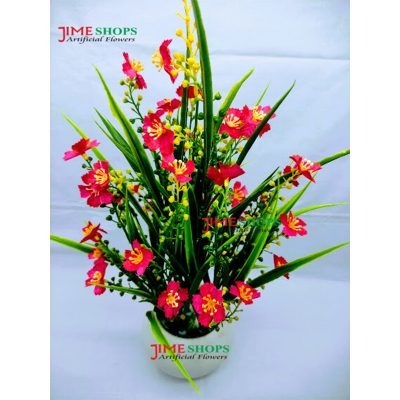Picture of Artificial WildFlower & plant 30cm in Ceramics or Bambo pot for Decoration - Home Decoration Item - Home Decoration Item - artificial flower (Plastic Tob Magenta)
