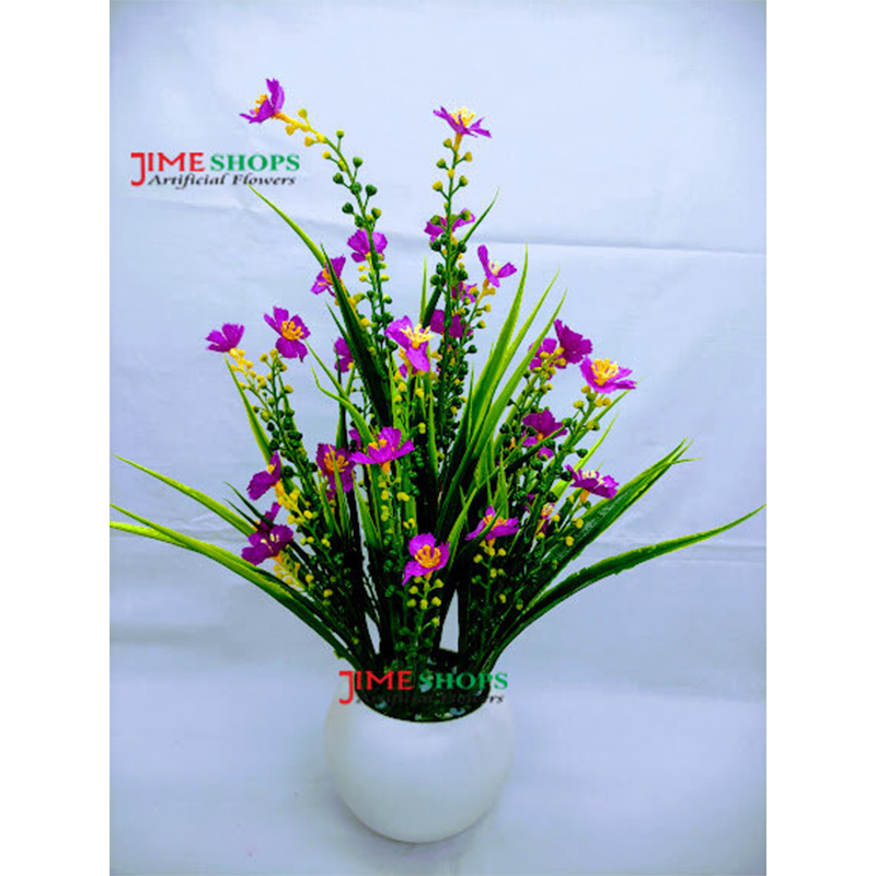 Picture of Artificial WildFlower & plant 30cm in Ceramics or Bambo pot for Decoration - Home Decoration Item - Home Decoration Item - artificial flower (Plastic Tob Purple)