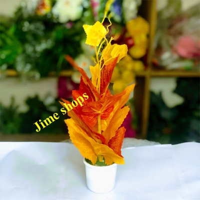 Picture of Artificial Leaves & Plant 9inc In plastic Pot For Office Decoration,jime shops flowers (Maple Leaves)