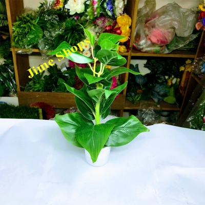 Picture of Artificial Leaves & Plant 9inc In plastic Pot For Office Decoration,jime shops flowers (Green Leaves)