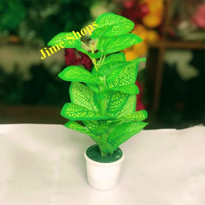 Picture of Artificial Leaves & Plant 9inc In plastic Pot For Office Decoration,jime shops flowers (Green Leaves 3)