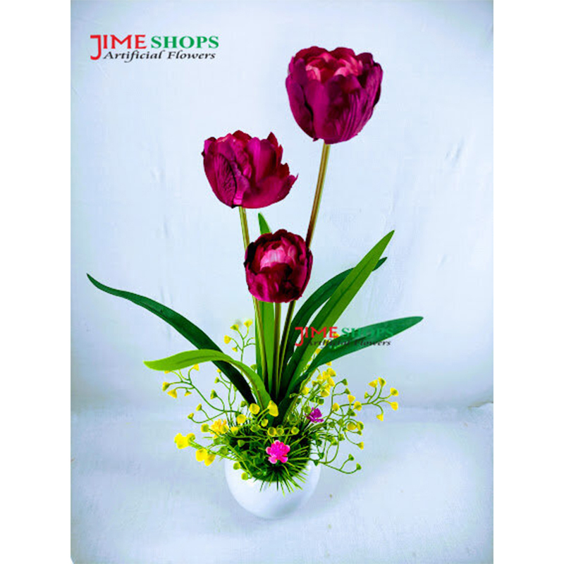 Picture of Artificial Orchid & Tulip flower in Plastic Tob For Any Kind decoration flowers - Home Decoration Item - Home Decoration Items (Tp 1)