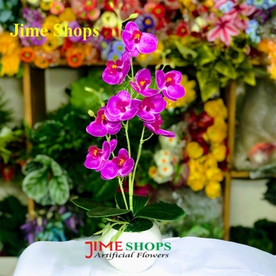 Picture of Artificial Orchid & Tulip flower in Plastic Tob For Any Kind decoration flowers - Home Decoration Item - Home Decoration Items (Or 1)