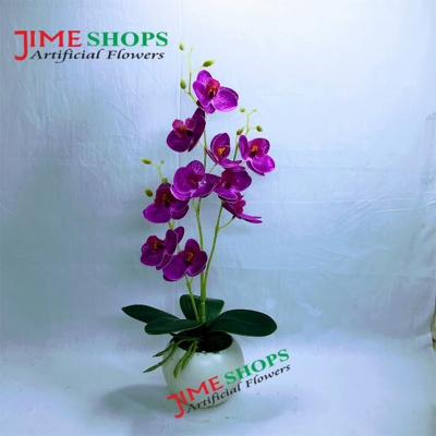 Picture of Artificial Orchid & Tulip flower in Plastic Tob For Any Kind decoration flowers - Home Decoration Item - Home Decoration Items (Or 1)