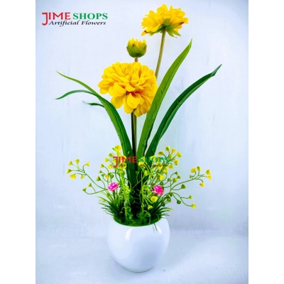 Picture of Artificial Orchid & Tulip flower in Plastic Tob For Any Kind decoration flowers - Home Decoration Item - Home Decoration Items (Pink)