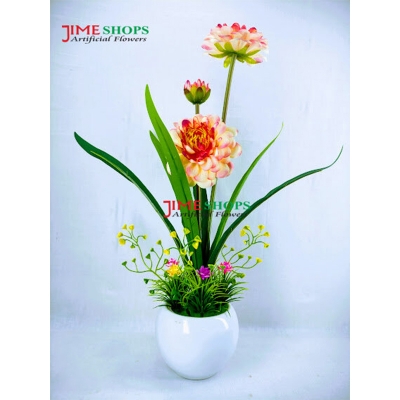 Picture of Artificial Orchid & Tulip flower in Plastic Tob For Any Kind decoration flowers - Home Decoration Item - Home Decoration Items (Yellow)