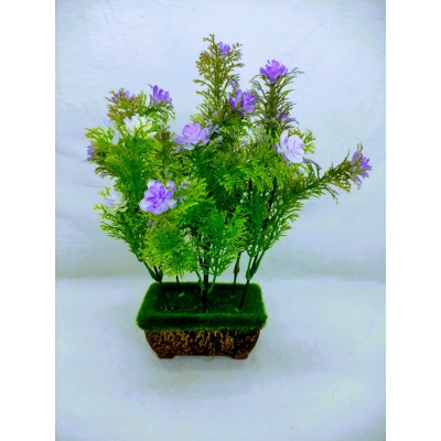 Picture of Artificial Grass Plant In wooden tob- Home Decoration Item (Grass Small Flower)