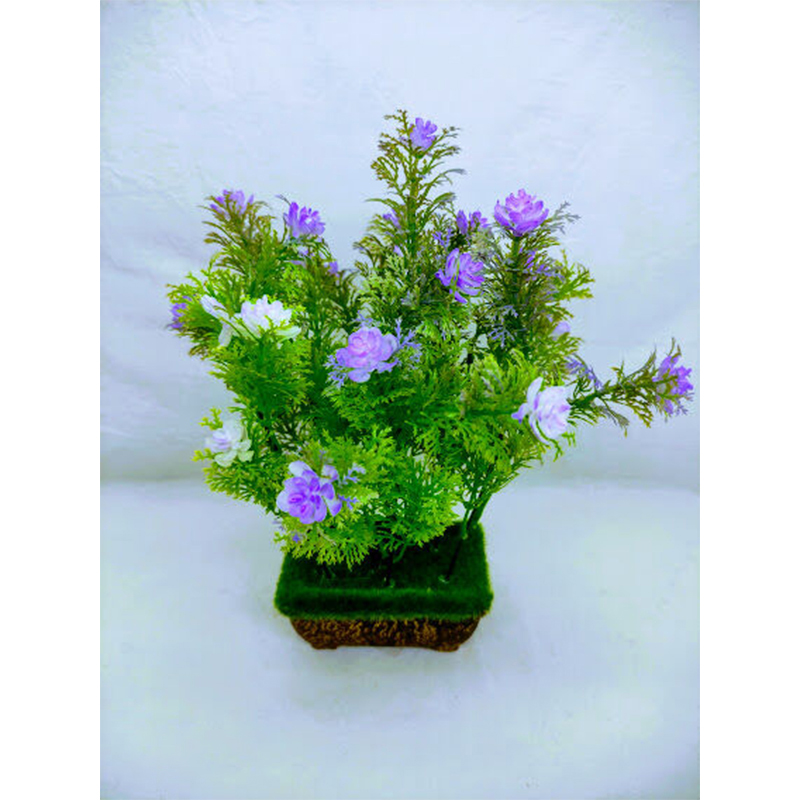 Picture of Artificial Grass Plant In wooden tob- Home Decoration Item (Grass Small Flower)