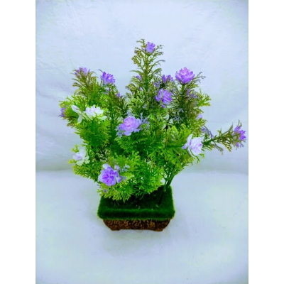 Picture of Artificial Grass Plant In wooden tob- Home Decoration Item (Grass Small Flower)