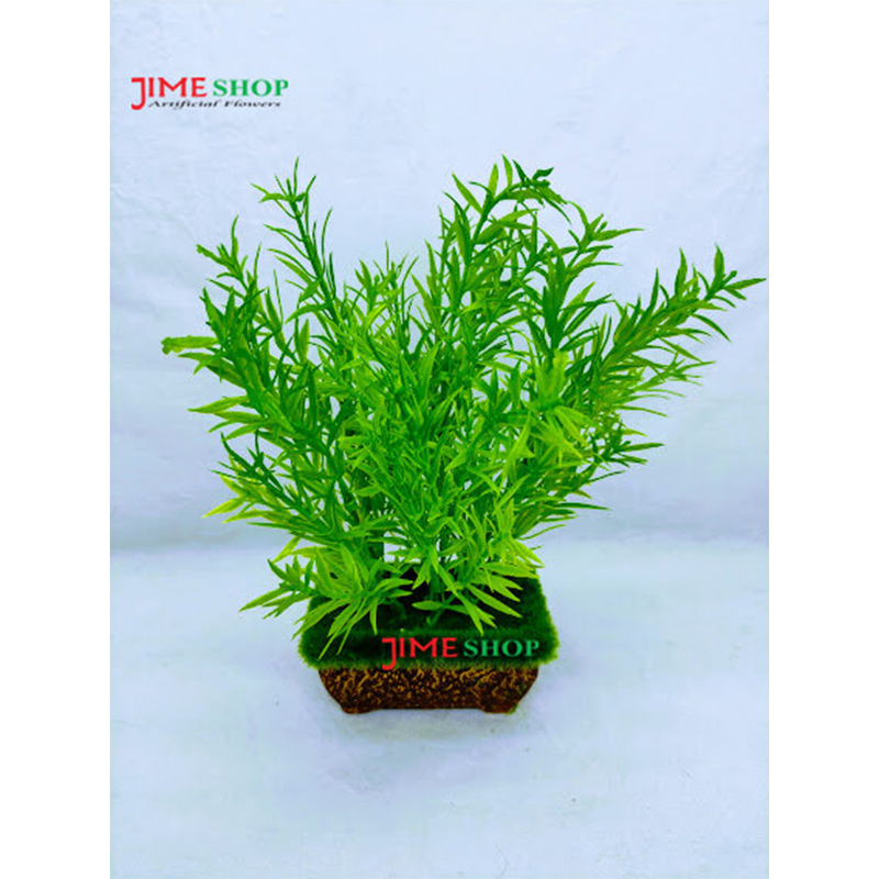 Picture of Artificial Grass Plant In wooden tob- Home Decoration Item (Small Leaves Grass)
