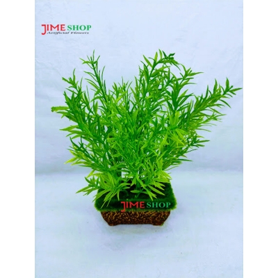 Picture of Artificial Grass Plant In wooden tob- Home Decoration Item (Small Leaves Grass)