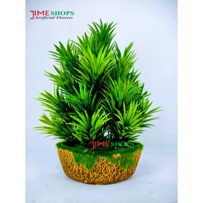 Picture of Artificial Grass Plant In wooden tob- Home Decoration Item (Medium Leaves Grass)
