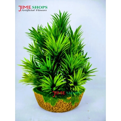 Picture of Artificial Grass Plant In wooden tob- Home Decoration Item (Medium Leaves Grass)