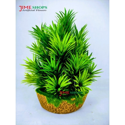 Picture of Artificial Grass Plant In wooden tob- Home Decoration Item (Medium Leaves Grass)