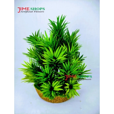 Picture of Artificial Grass Plant In wooden tob- Home Decoration Item (Medium Leaves Grass)