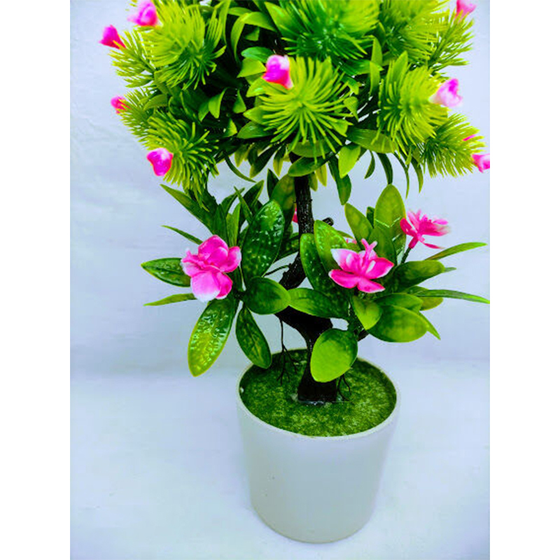 Picture of Artificial Flower Bonsai & Plant In Plastic Pot 12Inc, Jime shops flower bonsai (Pink Flower Bonsai)