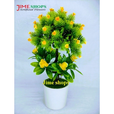 Picture of Artificial Flower Bonsai & Plant In Plastic Pot 12Inc, Jime shops flower bonsai (Yellow Flower Bonsai)