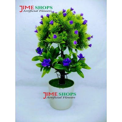 Picture of Artificial Flower Bonsai & Plant In Plastic Pot 12Inc, Jime shops flower bonsai (Violet Flower Bonsai)
