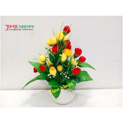 Picture of Artificial Flower round tob with varies flowers, Table flower tob 11 inc, fake flower for decoration (TT 2)