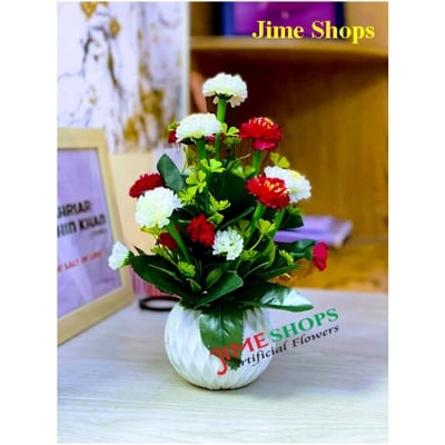 Picture of Artificial Flower round tob with varies flowers, Table flower tob 11 inc, fake flower for decoration (TT 6)