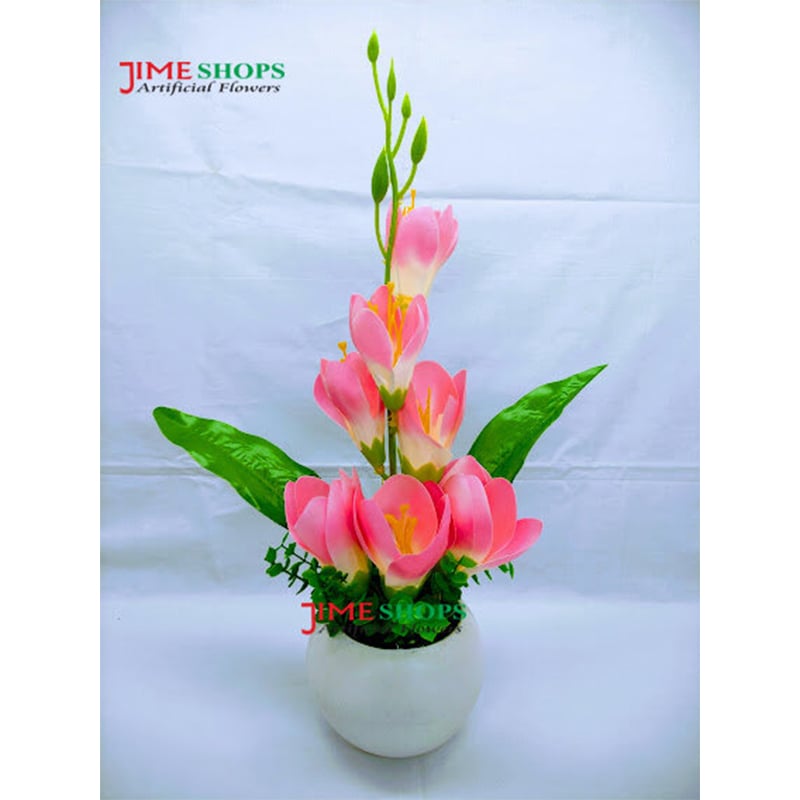 Picture of Artificial Gladiolus Flower & Plant In Plastic Pot 12Inc/30Cm -  Home Decoration Item (Pink Gladiolus)