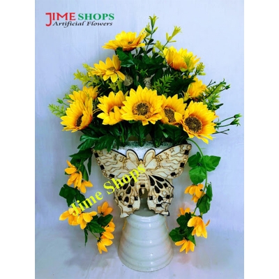 Picture of Wall Hanging Artificial Flower with Wooden Butterfly tob or basket 13/16inc long - Home Decoration Item - artificial flower (Type 3)