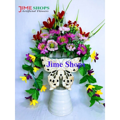 Picture of Wall Hanging Artificial Flower with Wooden Butterfly tob or basket 13/16inc long - Home Decoration Item - artificial flower (Type 4)