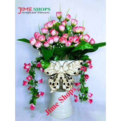 Picture of Wall Hanging Artificial Flower with Wooden Butterfly tob or basket 13/16inc long - Home Decoration Item - artificial flower (Type 6)