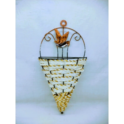 Picture of Wall Hanging Artificial Flower tob or basket Without Flower (10x5inc) (Iron Off White)