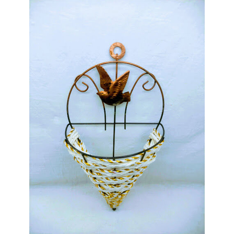 Picture of Wall Hanging Artificial Flower tob or basket Without Flower (10x5inc) (Iron Off White)
