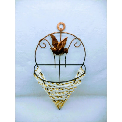 Picture of Wall Hanging Artificial Flower tob or basket Without Flower (10x5inc) (Iron Off White)
