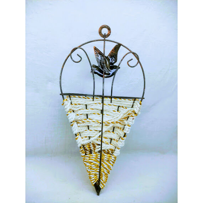 Picture of Wall Hanging Artificial Flower tob or basket Without Flower (10x5inc) (Iron Off White)