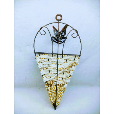 Picture of Wall Hanging Artificial Flower tob or basket Without Flower (10x5inc) (Iron Off White)