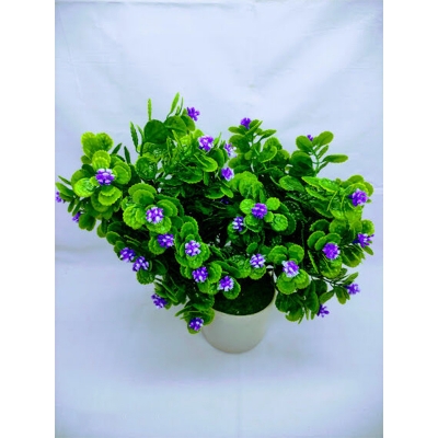 Picture of Artificial Double Head Pudina Plant With Flower In Plastic Tob 10Inc/26Cm - Home Decoration Item (Pudina Violet)