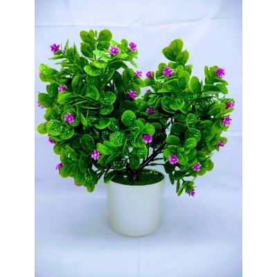 Picture of Artificial Double Head Pudina Plant With Flower In Plastic Tob 10Inc/26Cm - Home Decoration Item (Pudina Purple)