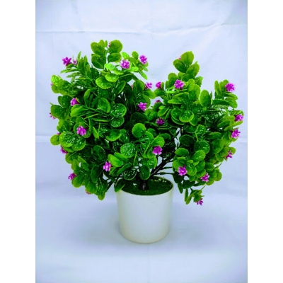 Picture of Artificial Double Head Pudina Plant With Flower In Plastic Tob 10Inc/26Cm - Home Decoration Item (Pudina Purple)