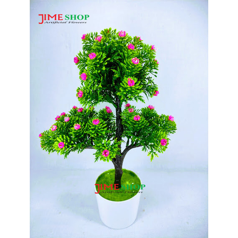Picture of 3 Head Artificial Flower Bonsai In Plastic Tob 13Inc/34Cm Long - Home Decoration Item - artificial flower (3 Head Pink)