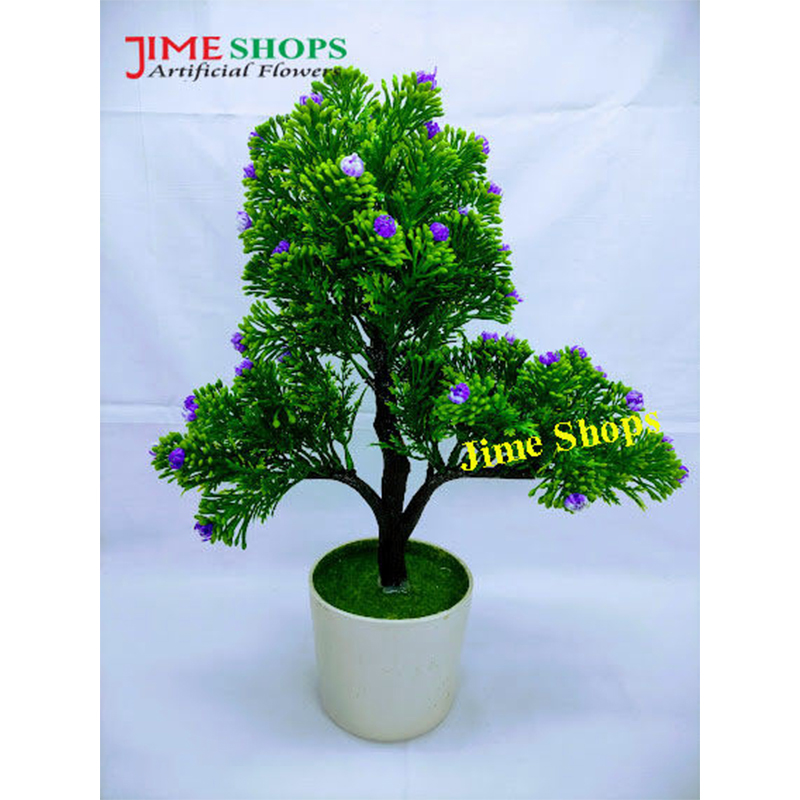 Picture of 3 Head Artificial Flower Bonsai In Plastic Tob 13Inc/34Cm Long - Home Decoration Item - artificial flower (3 Head Violet)