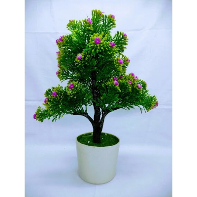 Picture of 3 Head Artificial Flower Bonsai In Plastic Tob 13Inc/34Cm Long - Home Decoration Item - artificial flower (3 Head Purple)