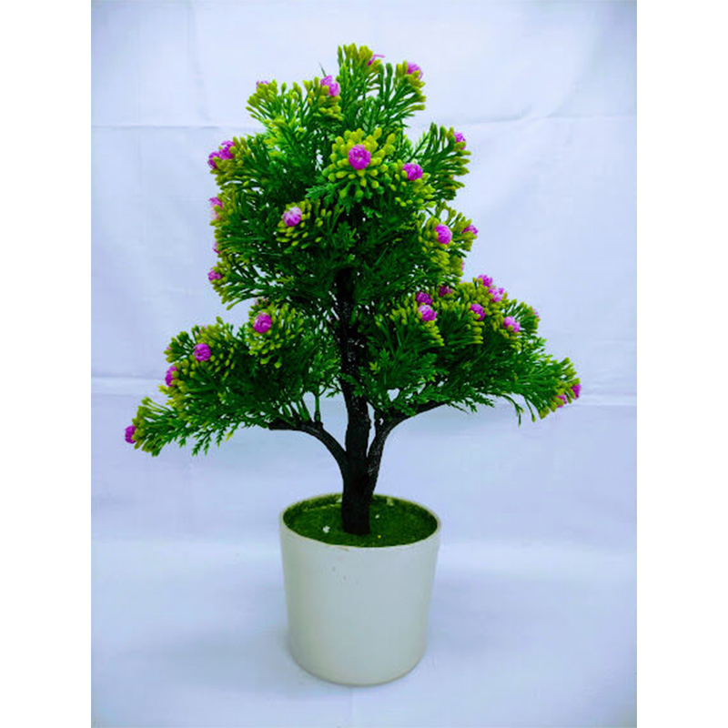 Picture of 3 Head Artificial Flower Bonsai In Plastic Tob 13Inc/34Cm Long - Home Decoration Item - artificial flower (3 Head Purple)